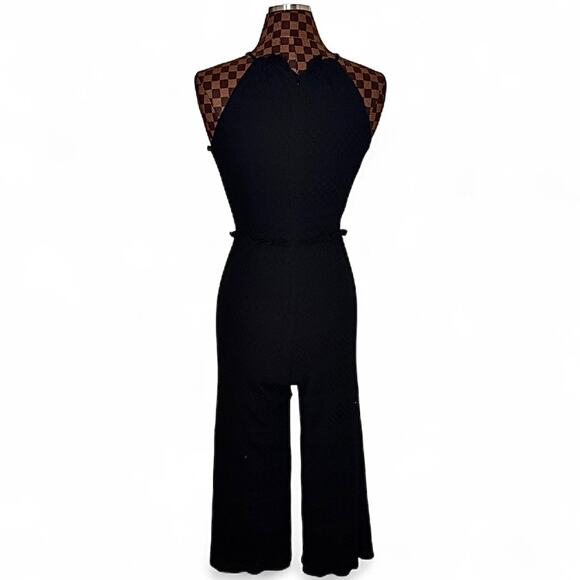 Ali & Jay Black Gauze Jumpsuit S/M Boho Whimsigoth 1-Piece High Neck Wide Leg - Picture 3 of 8